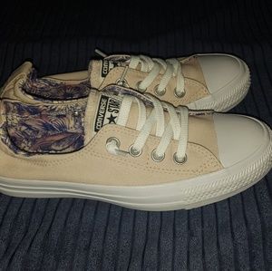 Converse pink floral slip on